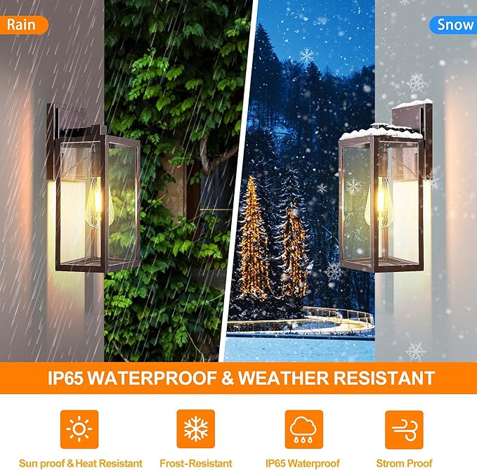 PARTPHONER Exterior Light Fixtures for House, Waterproof Porch Light Wall Mount, Anti-Rust Wall Sconce, Oil Rubbed Bronze Aluminum for Garage, Doorway