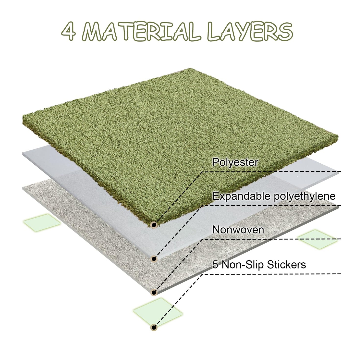 HAGiHARA Japanese Tatami Mat, Patchwork Tatami Floor Mats,64" x 64" Foldable Square with Extra Long Pile, Fluffy Plush Anti Slip for Living Room, Bedroom,Baby Room(4 Pieces)
