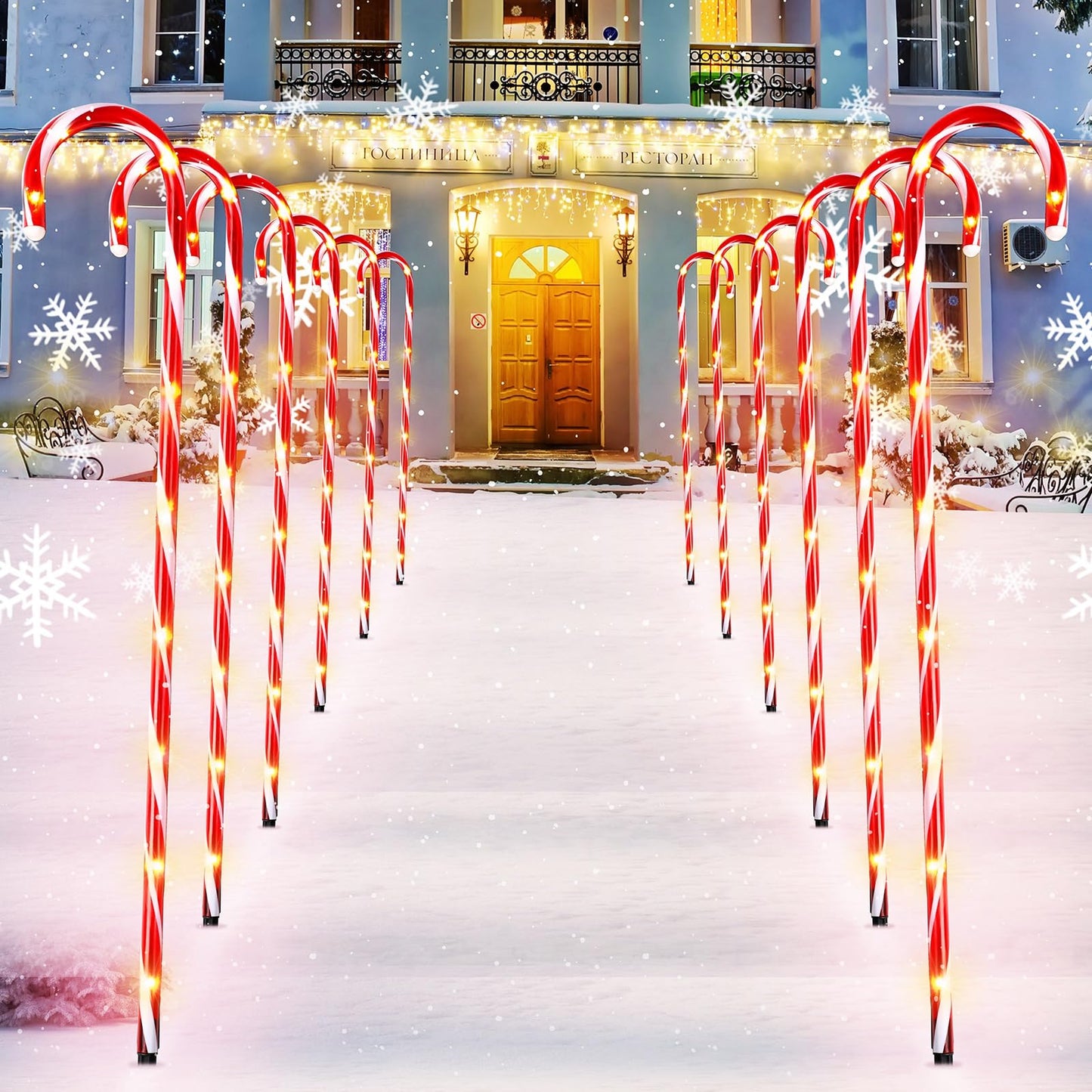 Treela 12 Pcs 36 Inch Christmas Candy Cane Lights Candy Cane Outdoor Decorations Large Christmas Pathway LED Stake Lights for Yard Lawn Garden Driveway Walkway Xmas Decor