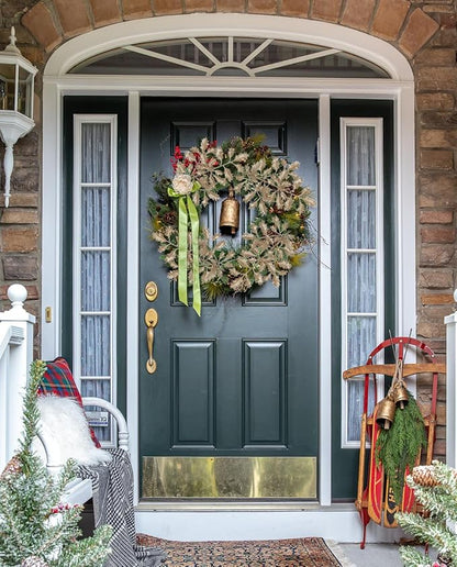DILATATA 6Pcs Christmas Glitter Leaves Holly Leaves 23" Artificial Champagne Holly Leaf Picks Sprays Giltter Stems for Christmas Tree DIY Xmas Wreath Garland Home Decor - Champagne