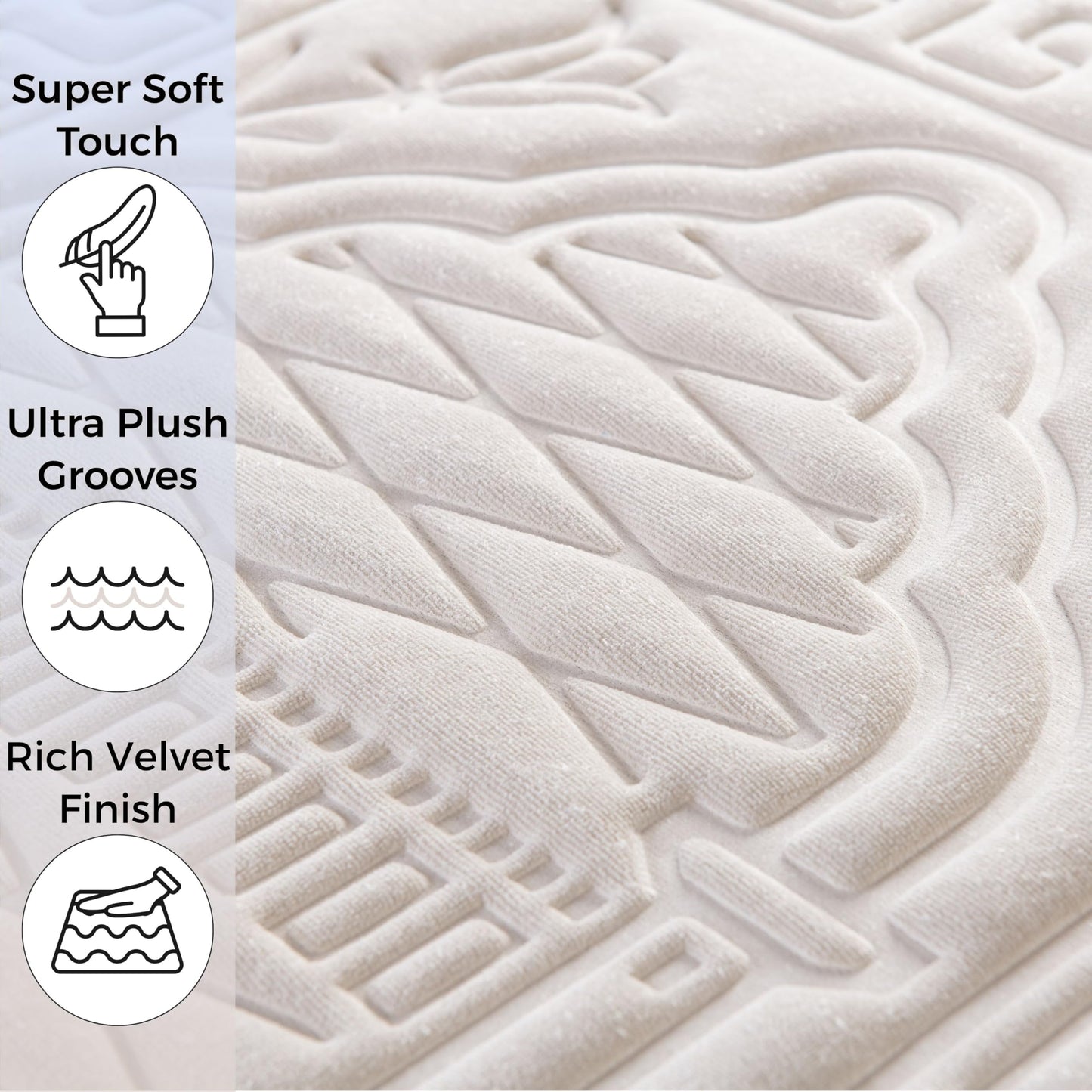 Sacred Artisans Padded Prayer Mat Thick with Soft Velvet Foam for Men and Women | Prayer Rug and Meditation Mat for Home Travel & Gift (Cream - Padded)