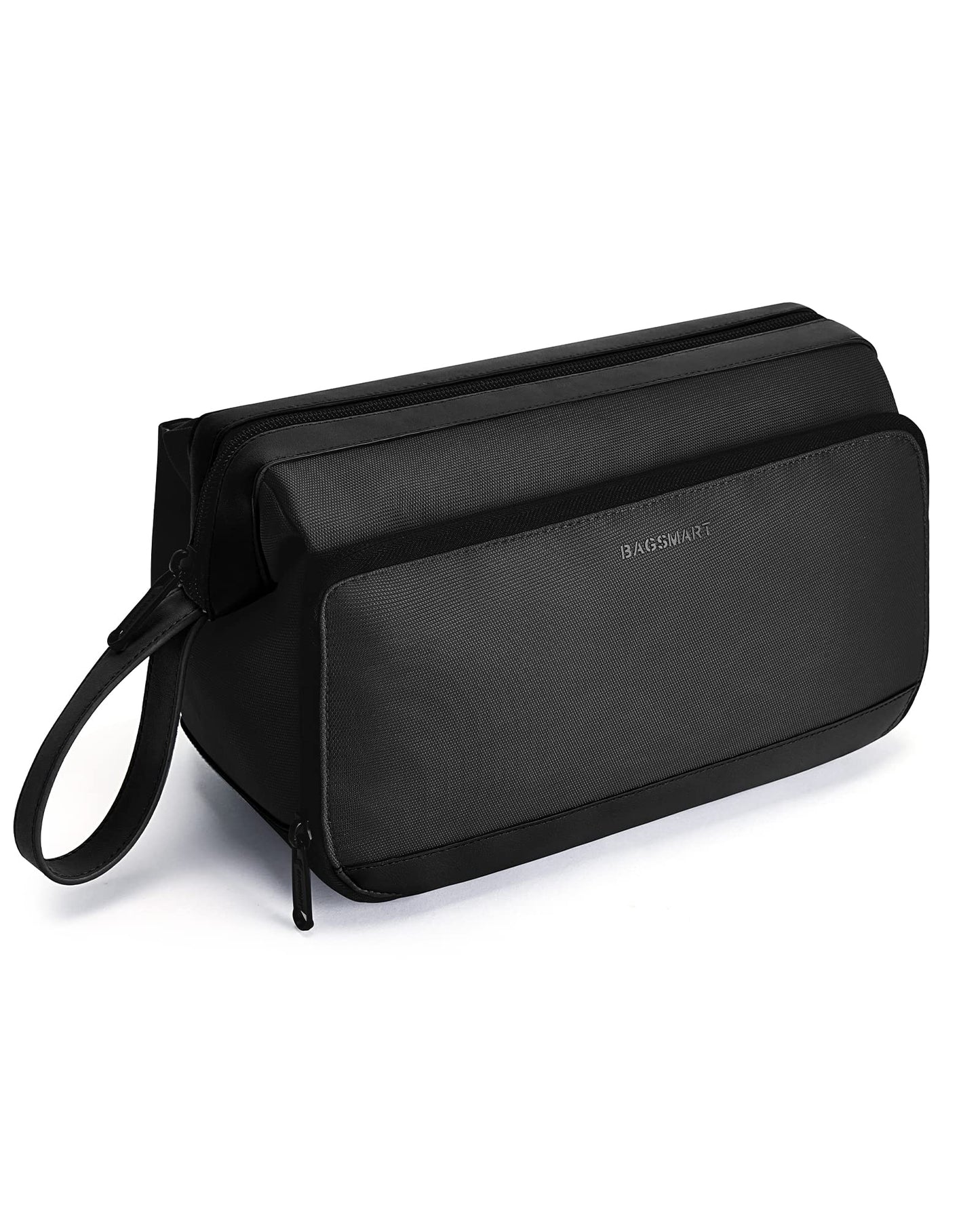 BAGSMART Toiletry Bag for Men, Wide Opening Dopp Kit Water Resistant Shaving Hygiene Organizer for Bathroom, Travel Essentials, Black