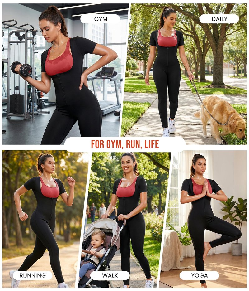 Junlan Sauna Suit Women - Waist Trainer for Women Belly Fat Sauna Shirt for Working Out(Black, 2X-Large)