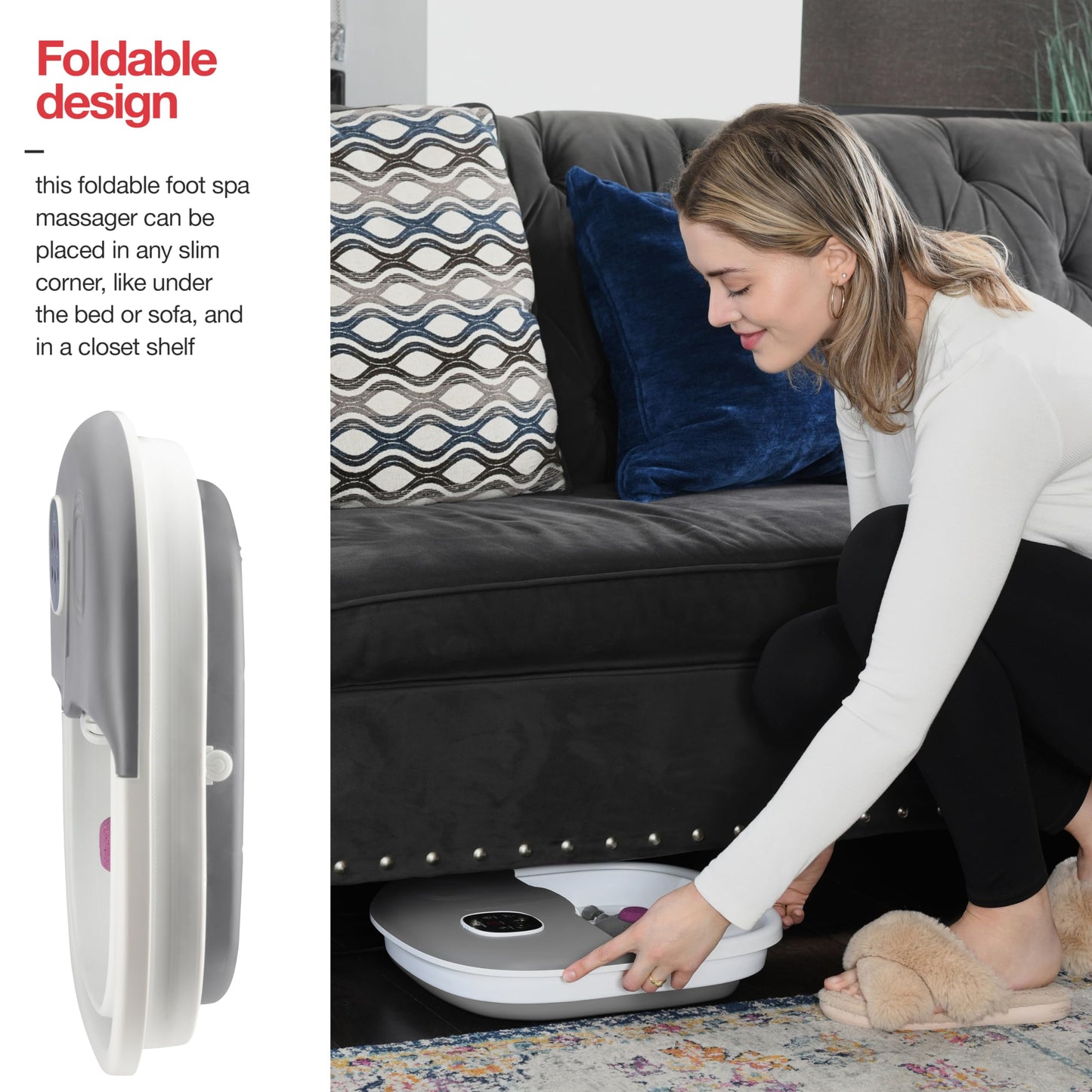 Medical king Foot Spa with Heat and Massage and Jets Includes A Remote Control A Pumice Stone Collapsible Massager with Bubbles and Vibration