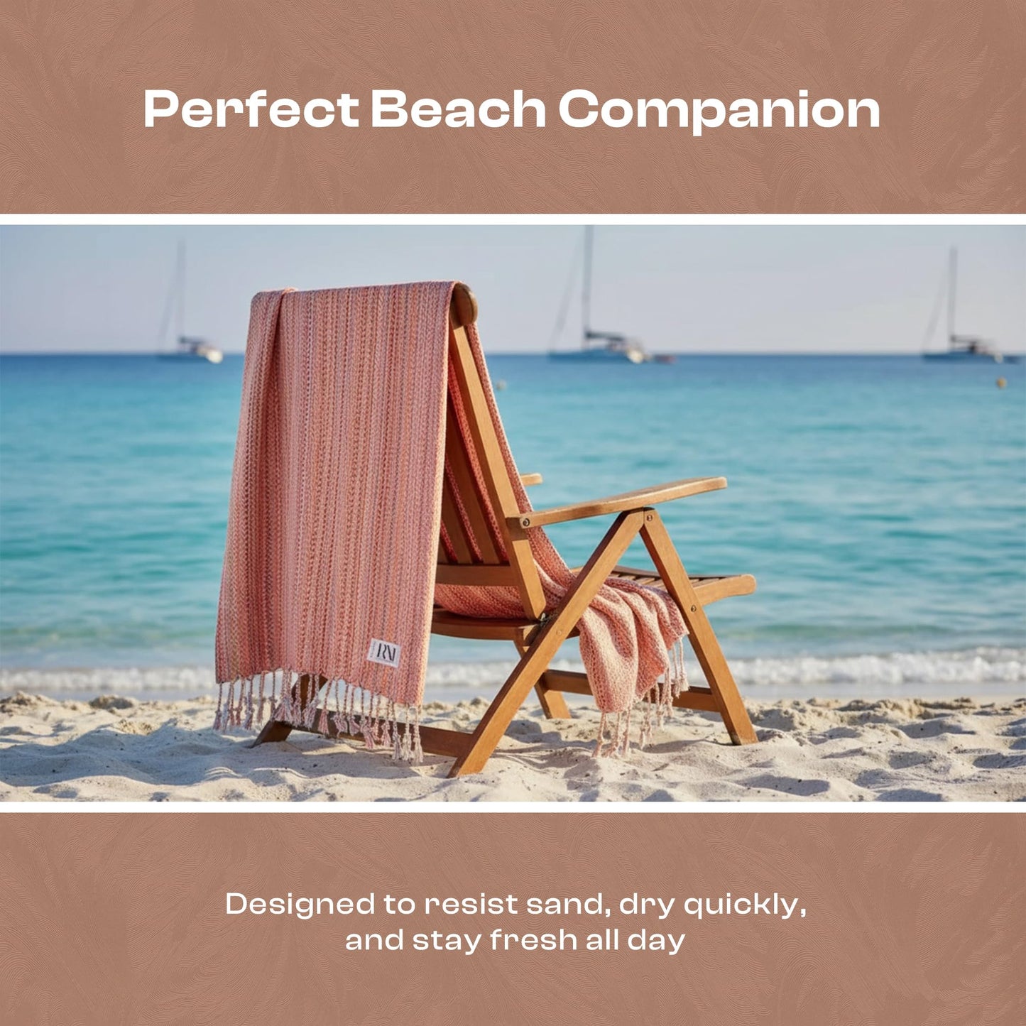 Refinery No. 1 Turkish Beach Towel, Oversized Quick Dry Lightweight, Sand Free, Pool and Swim Towel (Orange)