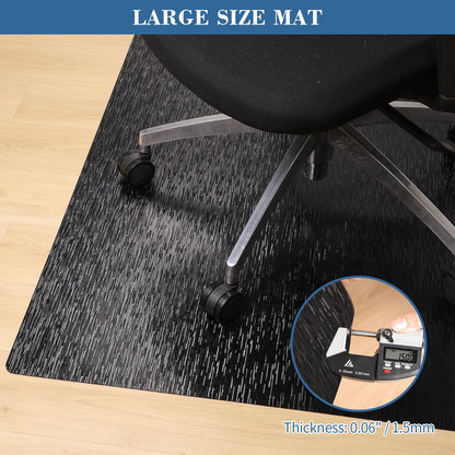 Office Chair Mat, TYDLE 59"x75" Large Chair Mat for Hard Floor, Vinyl Mat for Gaming Chairs, Slip Resistant Rolling Computer Under Desk Mat for Hardwood Floor, Black