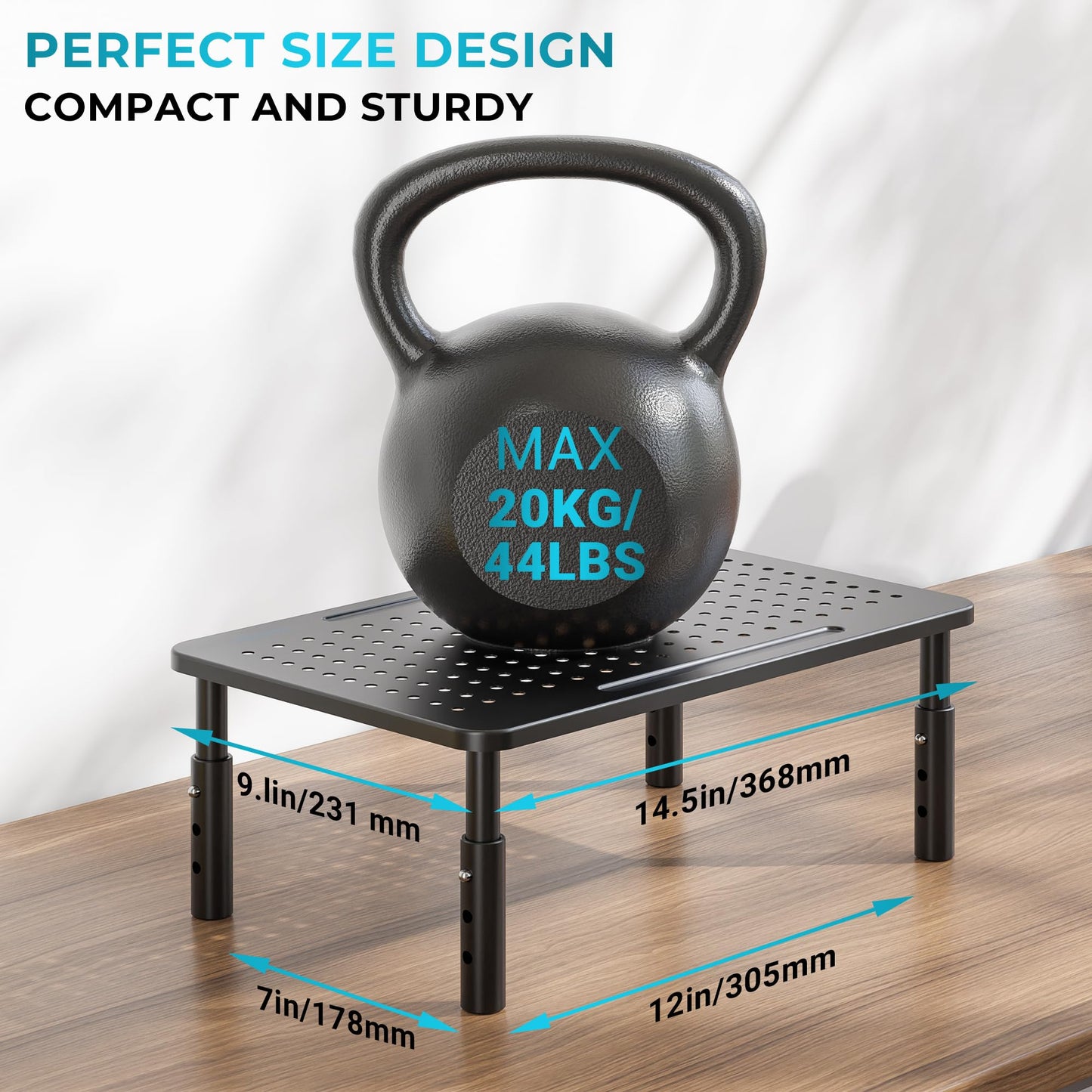 BONTEC Monitor Stand 2 Pack Height Adjustable Metal Riser with Pen Holder, Black, 14.5” x 9.1”, Ergonomic Desktop Stand for Computer, Printer, Laptop, Adjustable Desk Riser with Cable Management