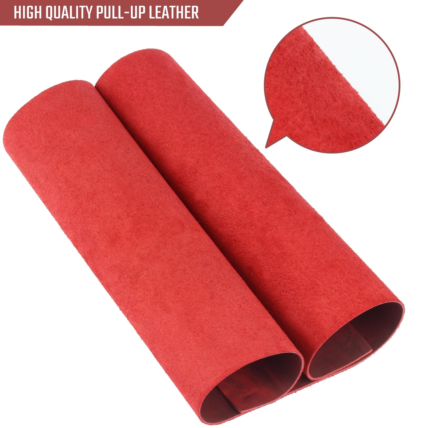 Real Leather Tooling Sheets - for Crafting Tools, Leather Wallets, Leather Materials - Thick Crazy Horse Leather Sheets - Not Faux Leather Sheets (Red, 12"x12")