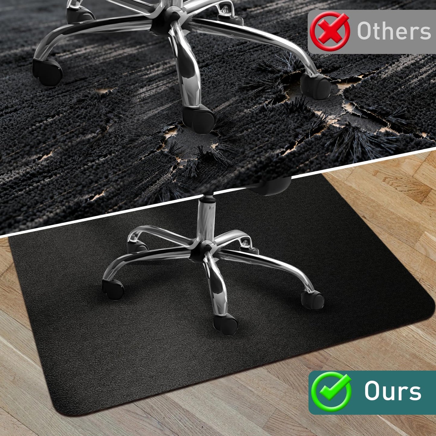 Office Chair Mat for Hardwood Floor: 63" x 51" Extra Large Black Office Chair Mats Anti-Slip Desk Floor Mat for Hardwood Floors Heavy Duty Sturdy Floor Protector Mat Under L Computer Desk