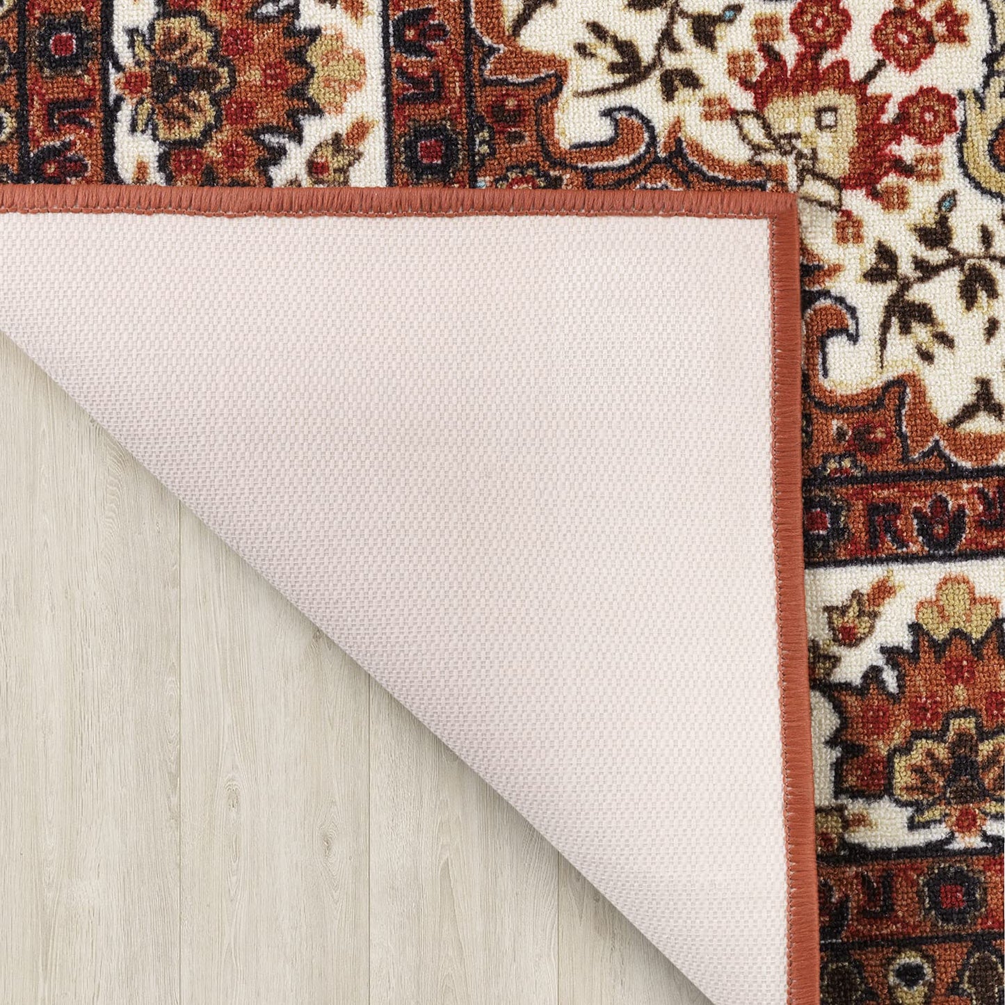 Antep Rugs Alfombras Oriental Traditional 5x7 Non-Skid (Non-Slip) Low Profile Pile Rubber Backing Indoor Area Rugs (Rust Brown, 5' x 7')