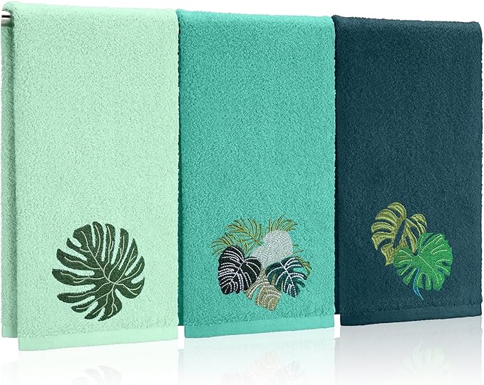 3 Pack Tropical Palm Leaves Hand Towels