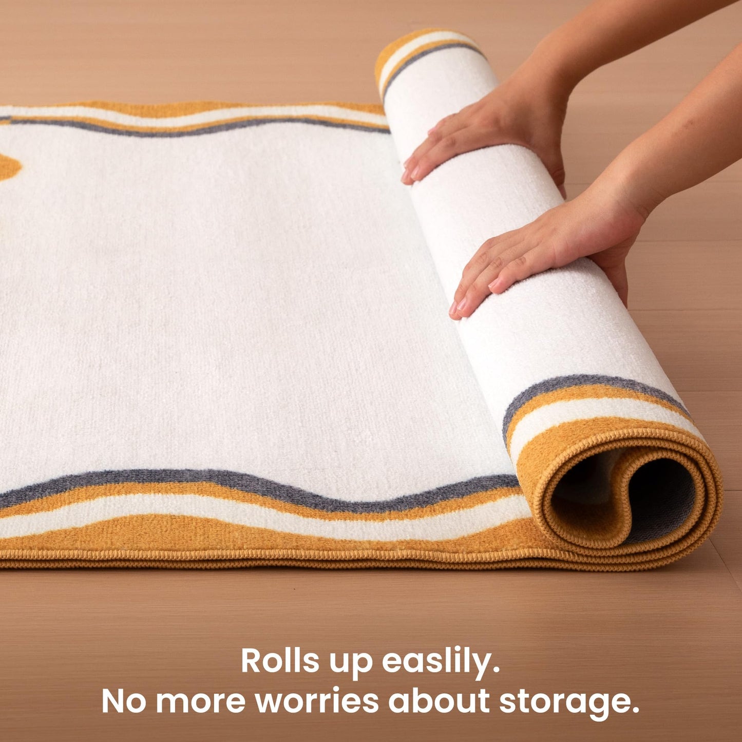 SLEEP ZONE Kids Rugs for Playroom, Washable Rugs for Children Toddlers Bedroom, Non Slip Rug Play Mat Soft Dorm Nursery Carpet, Beige, 3X5 Feet