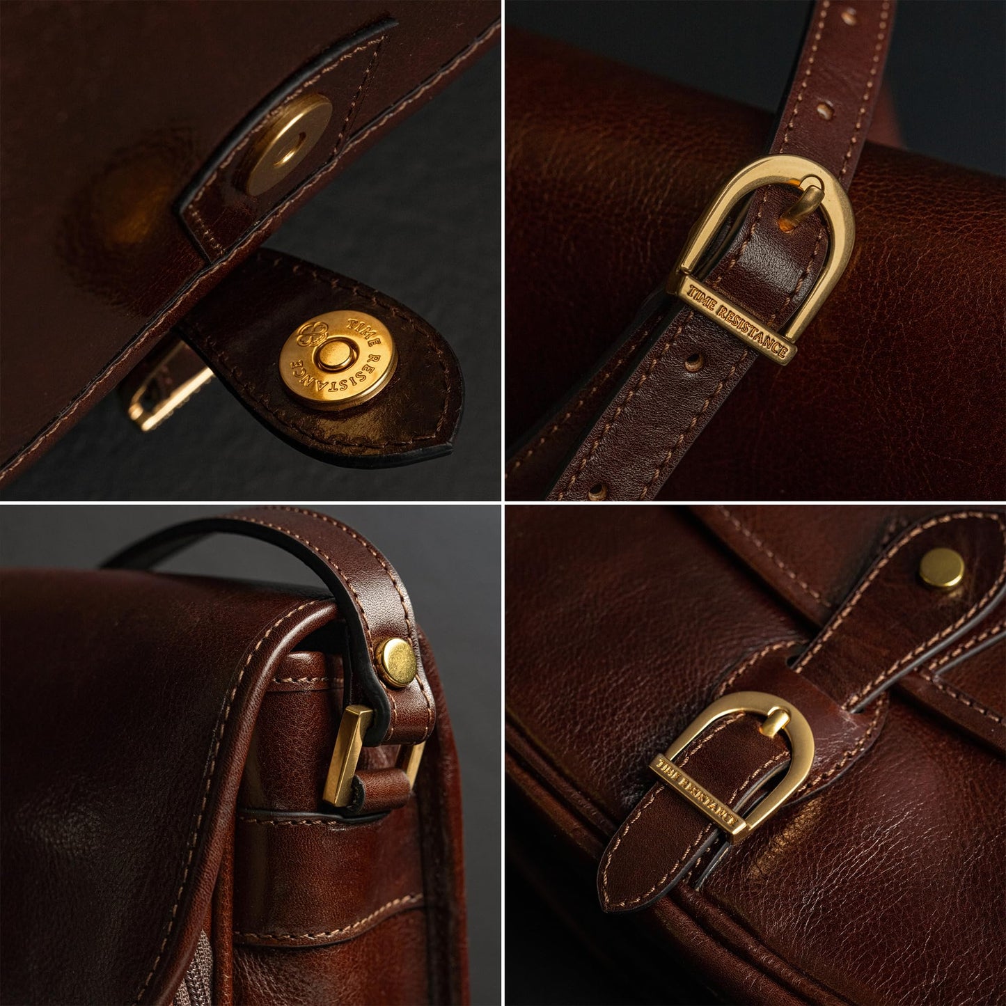 Time Resistance Leather Crossbody Bag for Women - Handbag, Shoulder Bag, Messenger, Purse (Brown) - Gift Box Included