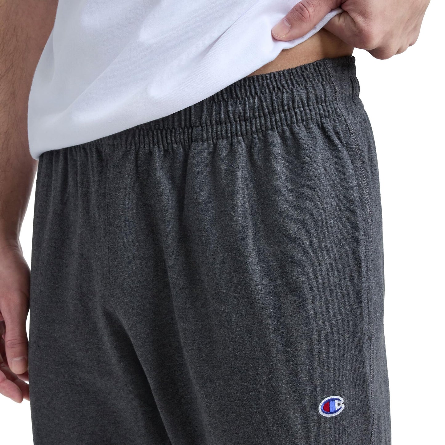 Champion Men's Open-Bottom Lounge Pants, Standard Fit, Lightweight 100% Cotton, Available in Regular and Big & Tall, Granite Heather, X-Large Tall