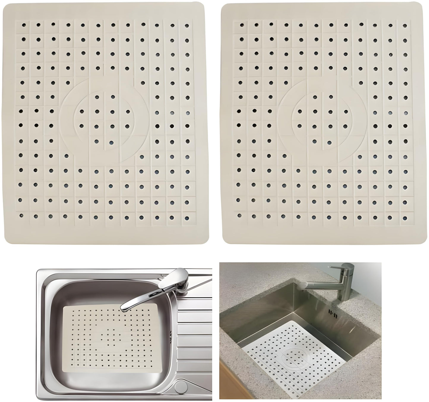 2 Pack Kitchen Sink Mat Drain Pad Protector 10" x 12" – Non-Slip Rubber, Durable & Flexible Sink Grid for Dishes, Glassware, and Kitchen Protection