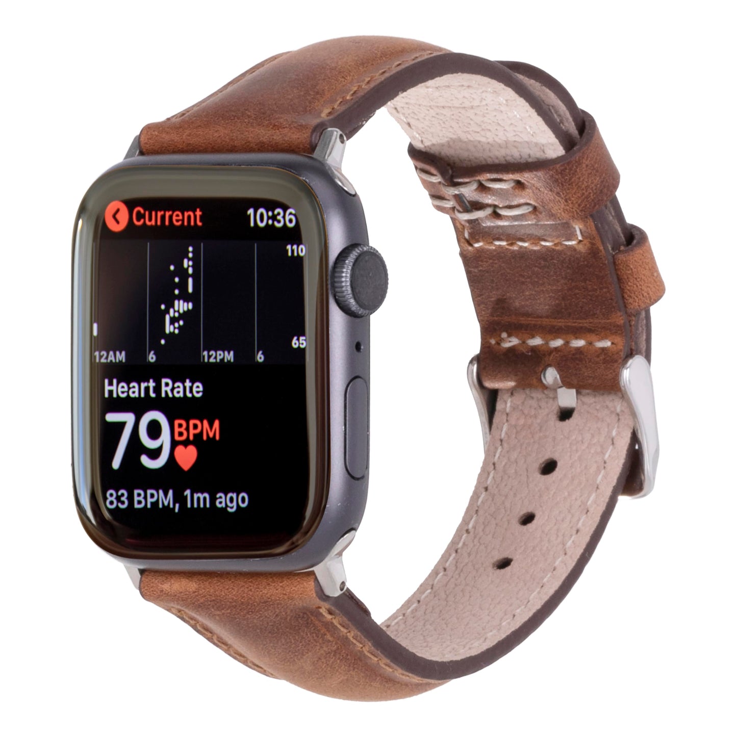 benvato Premium Handmade Leather Watch Band for Apple Watch SE 3 2 1 & Series 11 10 9 8 7 6 5 4 3 2 1 fits 42mm 41mm 40mm 38mm (Saddle Brown w/Silver Connector&Clasp)