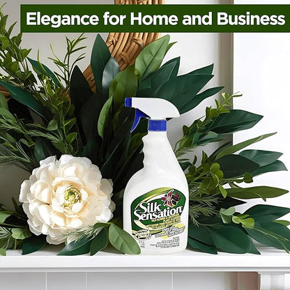 Sparkle Plenty Silk Sensation Artificial Flower & Plant Leaf Cleaner and Shine - Fake Flower Dusting Spray - Silk Plant Cleaner Spray No Wipe - Drip Dry Cleaning Supplies for Artificial Tree (32oz)