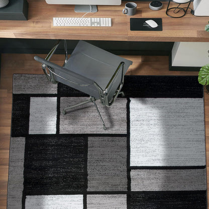 Rugshop Contemporary Modern Boxes for Home Office,Living Room,Bedroom,Kitchen Non Shedding Area Rug 3'3" x 5'3" Gray