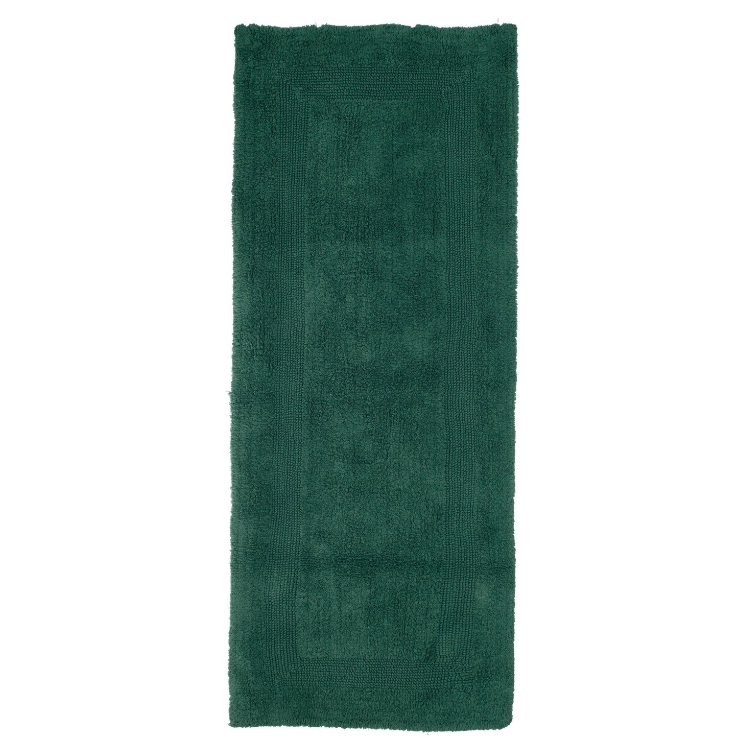 Lavish Home Reversible Long Bath Mat - 60x24-Inch Plush Cotton Bathroom Runner - Machine Washable Bath Mats for Bathroom, Kitchen, or Laundry Room (Green)