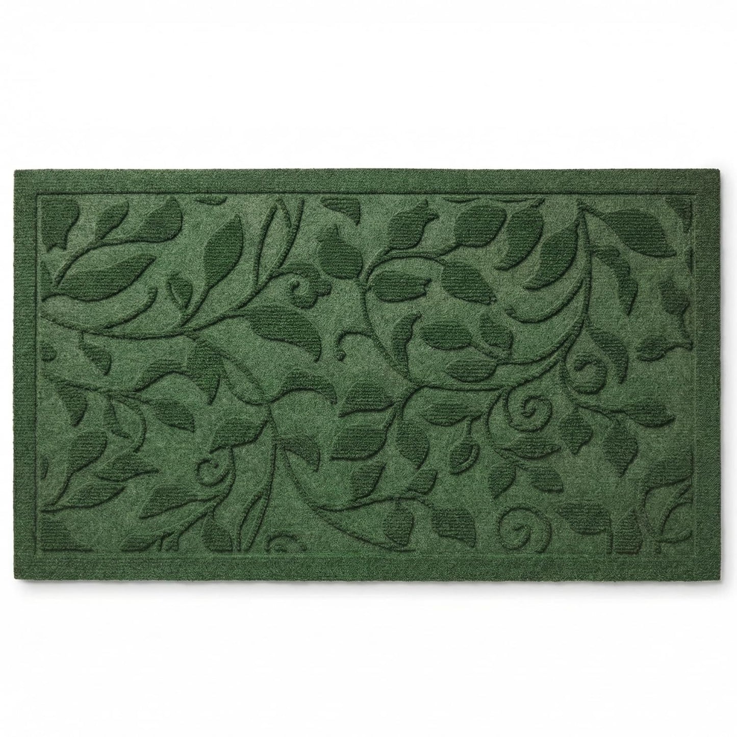 VivaNest Green Leaves Ivy Scroll Outdoor Indoor Entrance Door mat, Durable Absorbent Mud Scraper Mat for Front Door, Thick Natural Rubber Back, Easy Clean Entryway Welcome Mat 17x30 Inch, Low Profile