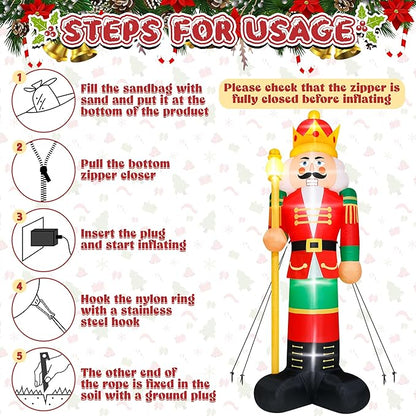 14FT Christmas Inflatables, Giant Christmas Inflatables Nutcracker, Lighted Christmas Soldier Yard Decorations, Blow Up Outdoor Christmas Decor for Holiday Xmas Party Indoor Lawn Christmas Eve