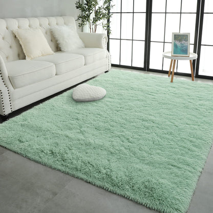 Pettop Fluffy Sage Green Area Rug for Bedroom Living Room, 4x6 Feet Soft Plush Fuzzy Rugs for Girls Kids Boys, Non-Slip and Washable Rug for Nursery Classroom, Carpet for Rooms Decor