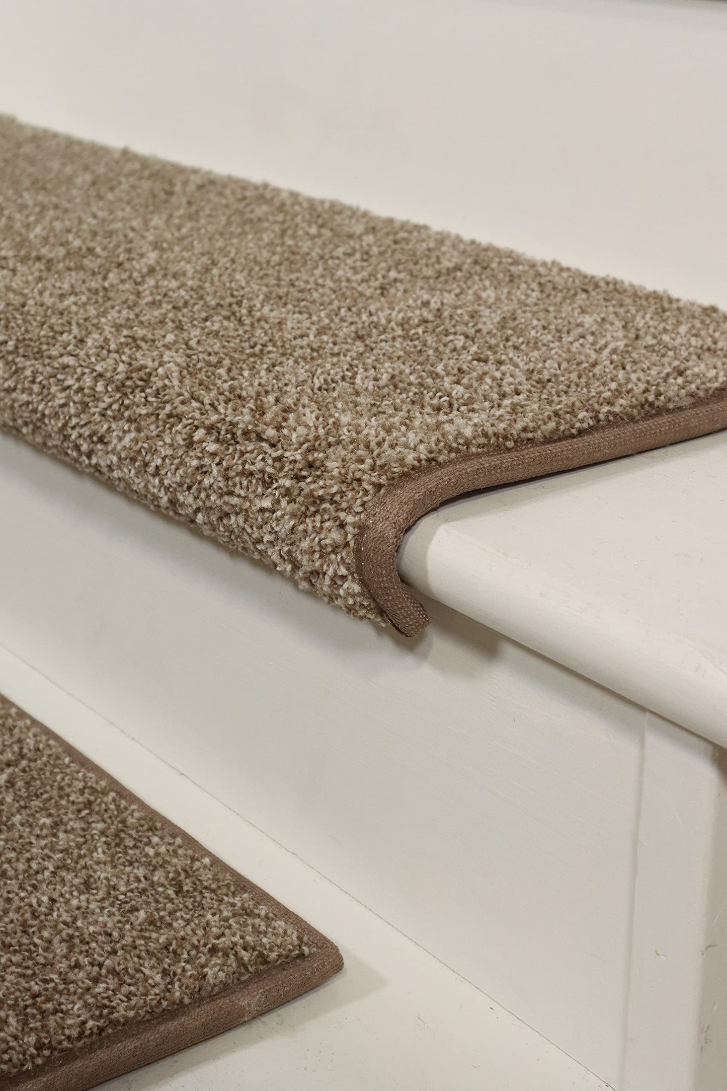 Oak Valley Designs™ Rounded Bullnose Carpet Stair Treads - Anti Slip Indoor Stair Mats for Wooden Stairs, Style: Stoney Brook, Dove 27" W X 9.75" D (Set of 14)