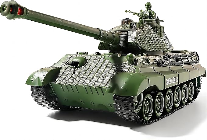 RC Tank Remote Control WW2 German King Tiger Army Tank Toys 1:28 Scale 9 Channels RC Military Vehicles for Kids BoysGirls Best Ages 6 7 8 9 10