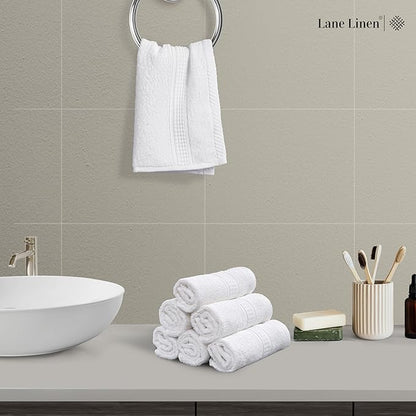 LANE LINEN 12 PC Wash Cloths Bathroom Set -100% Cotton Highly Absorbent