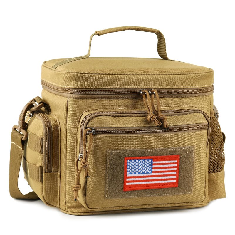 ATRIPACK Lunch Box for Men, Tactical Lunch Bag MOLLE Webbing Leakproof Insulated Large Lunch Cooler Women Adult Meal with Adjustable Shoulder Strap Durable Lunch Pail (Brown)