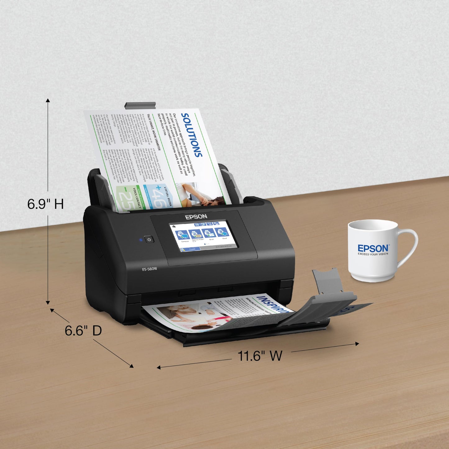 Epson Workforce ES-580W Wireless Color Duplex Tax Receipt & Desktop Document Scanner for PC and Mac with 100-sheet Auto Feeder (ADF), Intuitive 4.3' Touchscreen