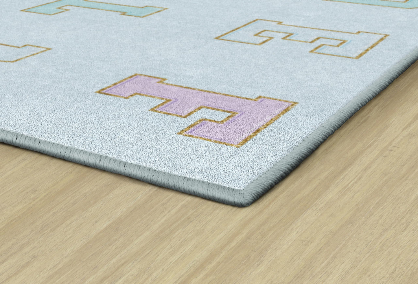 Flagship Carpets Blue Pastel Alphabet Criss-Cross Applesauce Educational Area Rug for Kids Room Seating Décor, Children's Classroom, Play Carpet for Teaching and Playroom, 7'6" x 12'