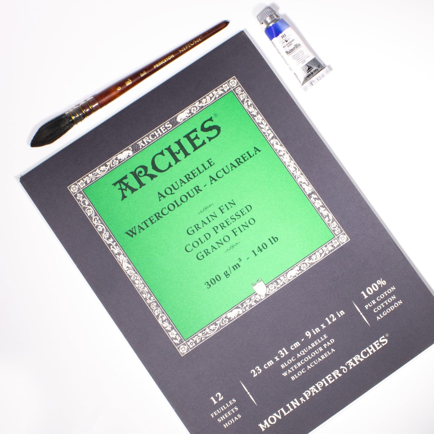 Arches Watercolor Pad, Cold Press, 9x12 inches, 12 Sheets - Professional Art Paper for Watercolor Gouache Ink Acrylic