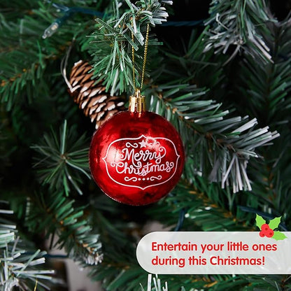 Joiedomi 36 Pcs Red Christmas Ball Ornaments Set, 2.3" Christmas Painting & Glittering Tree Hanging Decoration, Xmas Shatterproof Indoor Decoration for Tree Wreath Holidays Party Supplies
