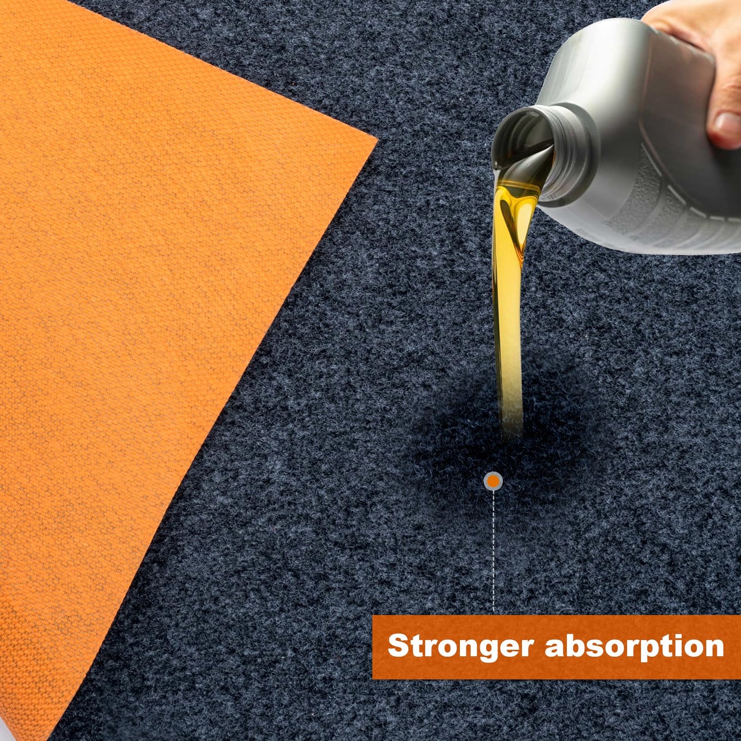 LMRSTOO 17 * 7.4 Ft Heavy Duty Oil Spill Mat, 6.5mm Thickened Extra Large Garage Floor Mat for Under Car, 1/4" Waterproof Rubber Backing Absorbs Oil Quickly, Washable, Reusable, Durable, Non-Slip