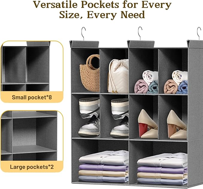 Ofiray-home 3 Tier Hanging Closet Organizer, 10 Compartments Sweater Organizer