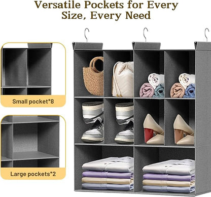 Ofiray-home 3 Tier Hanging Closet Organizer, 10 Compartments Sweater Organizer