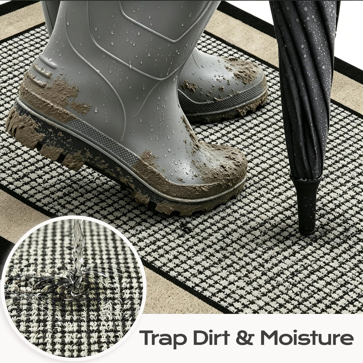 Dirt Trapper Mud Mat for Dog Muddy Paws, Non-Slip Washable Low Profile Doormat, Absorbent Stain Fade Resistant Quick Dry Entrance Mat for Indoor Outdoor Front Back Door Entryway Patio Porch(Mist)