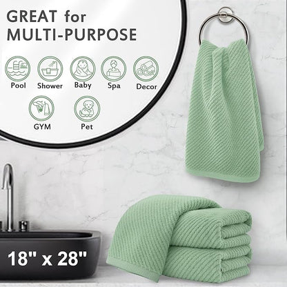 VOOVA & MOVAS Hand Towels for Bathroom Set of 4, Large 18" x 28", 100% Cotton |
