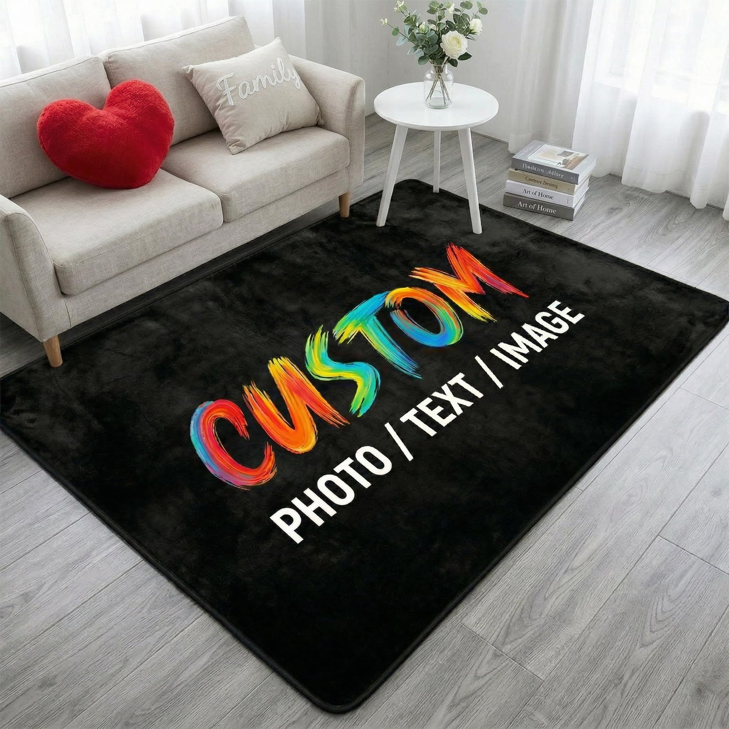 Custom Rug Personalized Area Carpet with Your Own Photo Logo Image Text,Customized Anti Slip Commercial Door Mat Floor Mat for Bedroom Living Room Office Balcony Bath 36'x24'