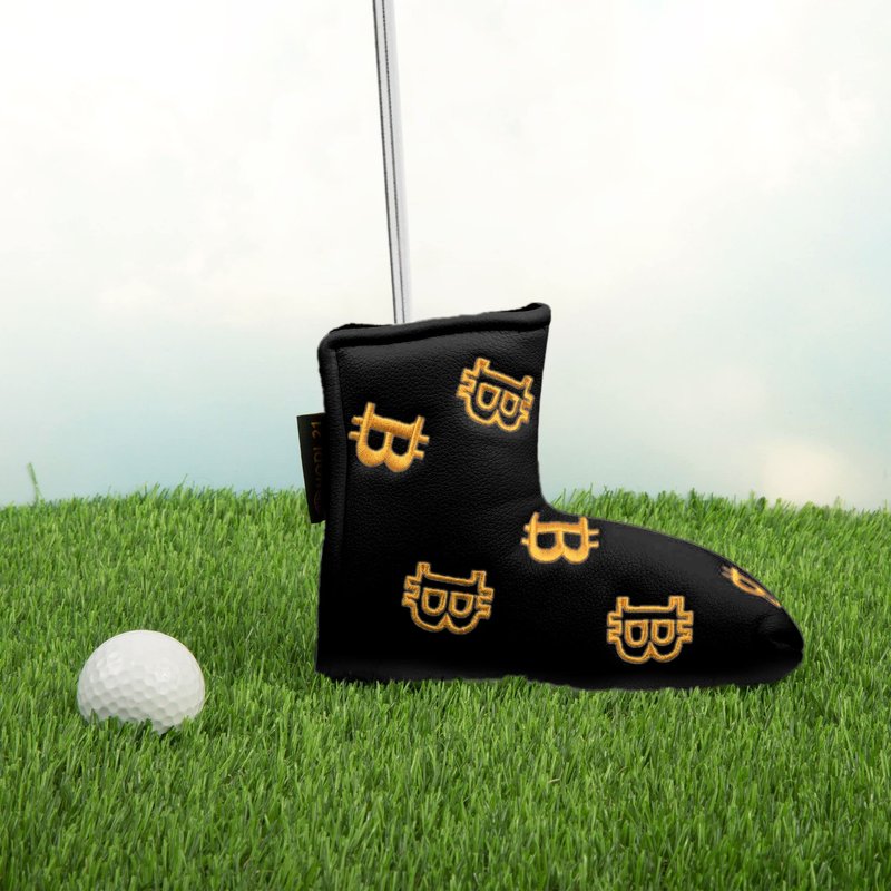 Bitcoin Golf Putter Cover for Blade Putters - Golf Headcovers for Club Protection - HODL 21 Golf Accessories (Black)