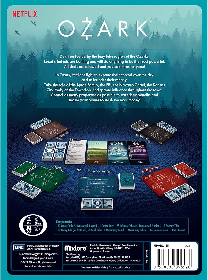 Mixlore Ozark The Board Game | Territory Control Strategy Game | Based on The Hit Netflix TV Series | Ages 16+ | 2-5 Players | Average Playtime 30 Minutes | Made by Mixlore