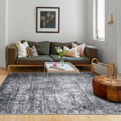 Domitapis Area Rug 5×7, Vintage Boho Rug,Ultra-Soft Low Pile, Washable, Non Slip,Stain Resistant Printed Carpet for Living Room Bedrooms Playroom Office Kitchen, Dark Stone