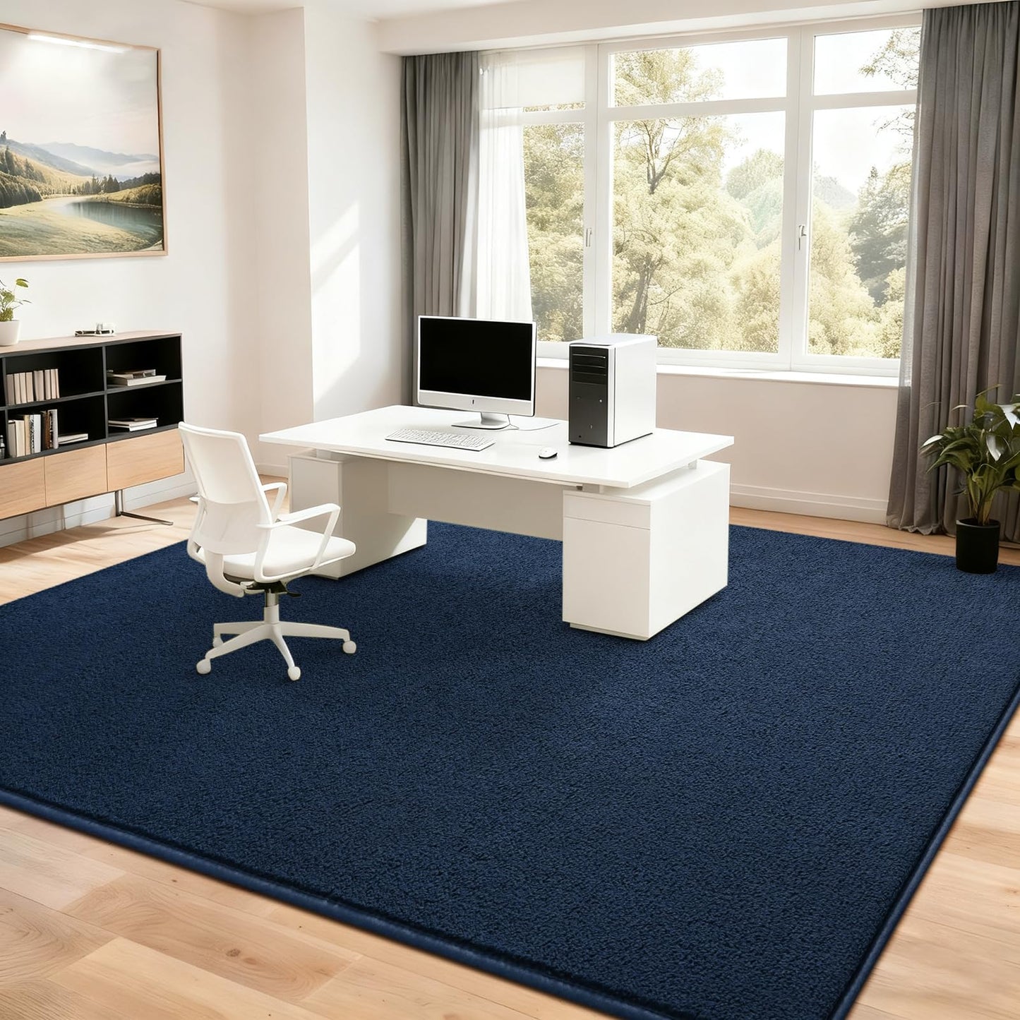 Nuttumico Soft Rug for Living Room, 5x7 Feet Navy Blue Area Rug, Modern Carpets Fuzzy Rug for Kids Boys Girls Dorm Nursery Home Decor, Anti-Skid and Non-Shedding