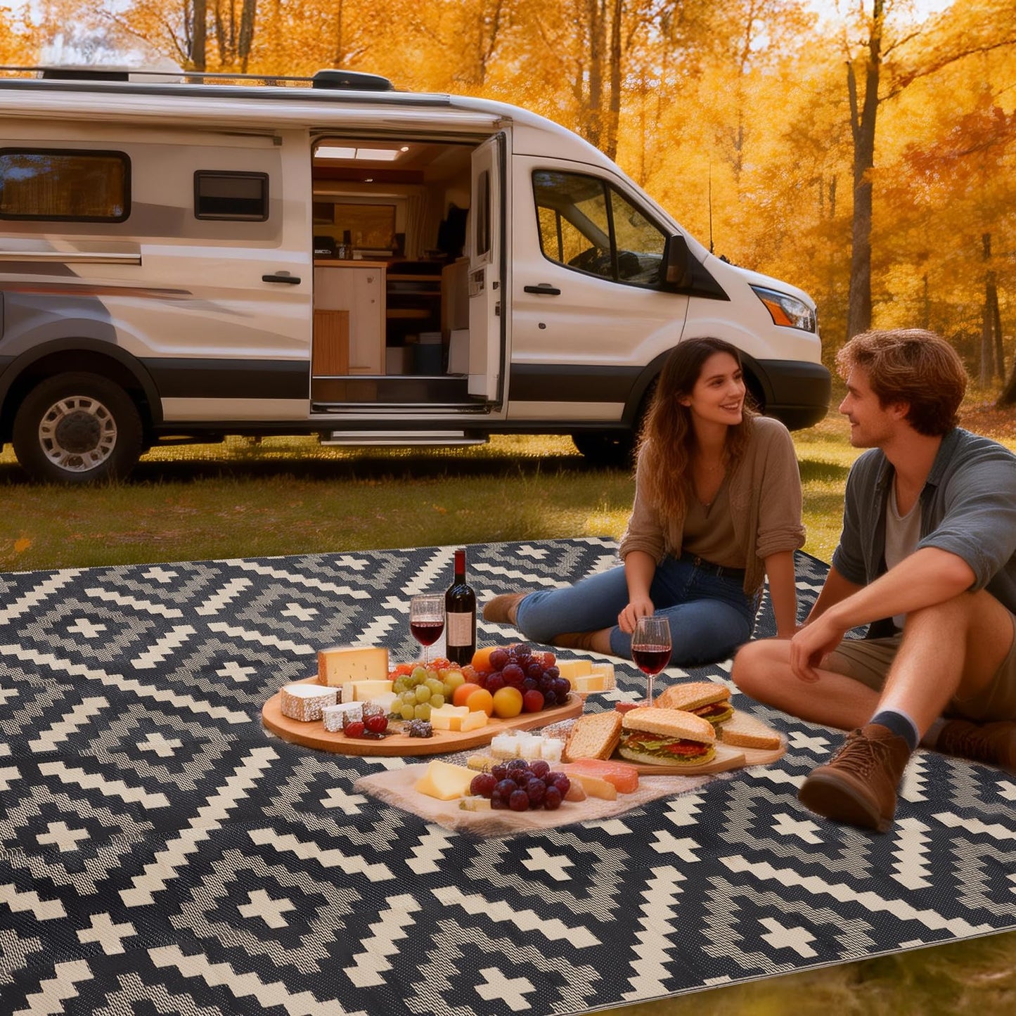 YONILE Outdoor Rug Waterproof for Patio,5x8 ft Outdoor Plastic Straw Rug,Reversible Plastic Area Rugs Mat Outside Carpet for RV, Deck, Porch, Picnic, Beach, Balcony