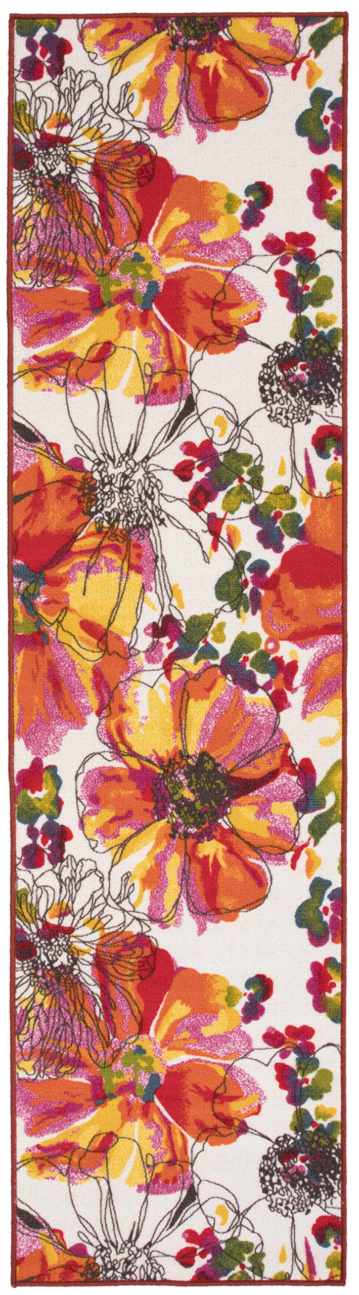 Rugshop Modern Bright Flowers Non-Slip (Non-Skid) Area Rug Runner 2' X 7' (22" X 84") Multi