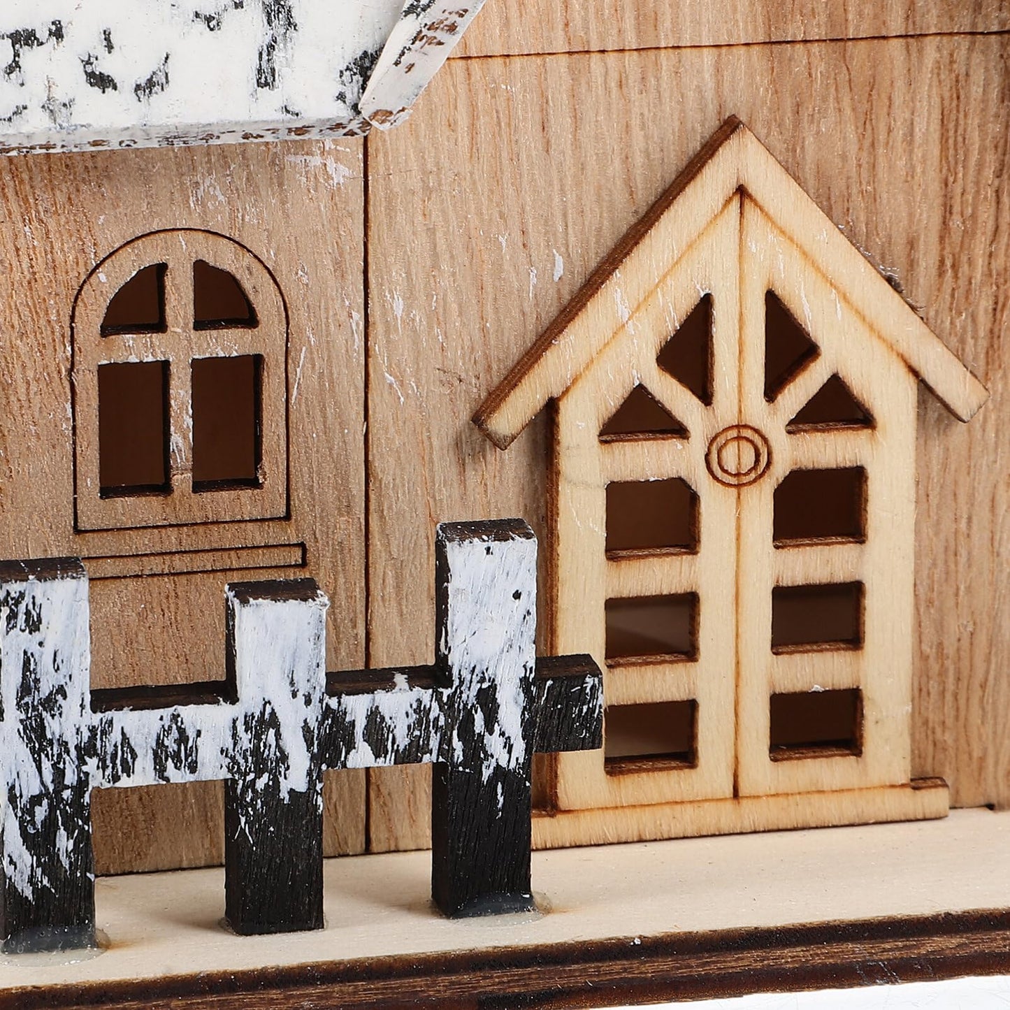 Beaupretty 2PCS Wooden Christmas Houses Luminous Gingerbread House Christmas Decor Tiny Ornaments for Indoor