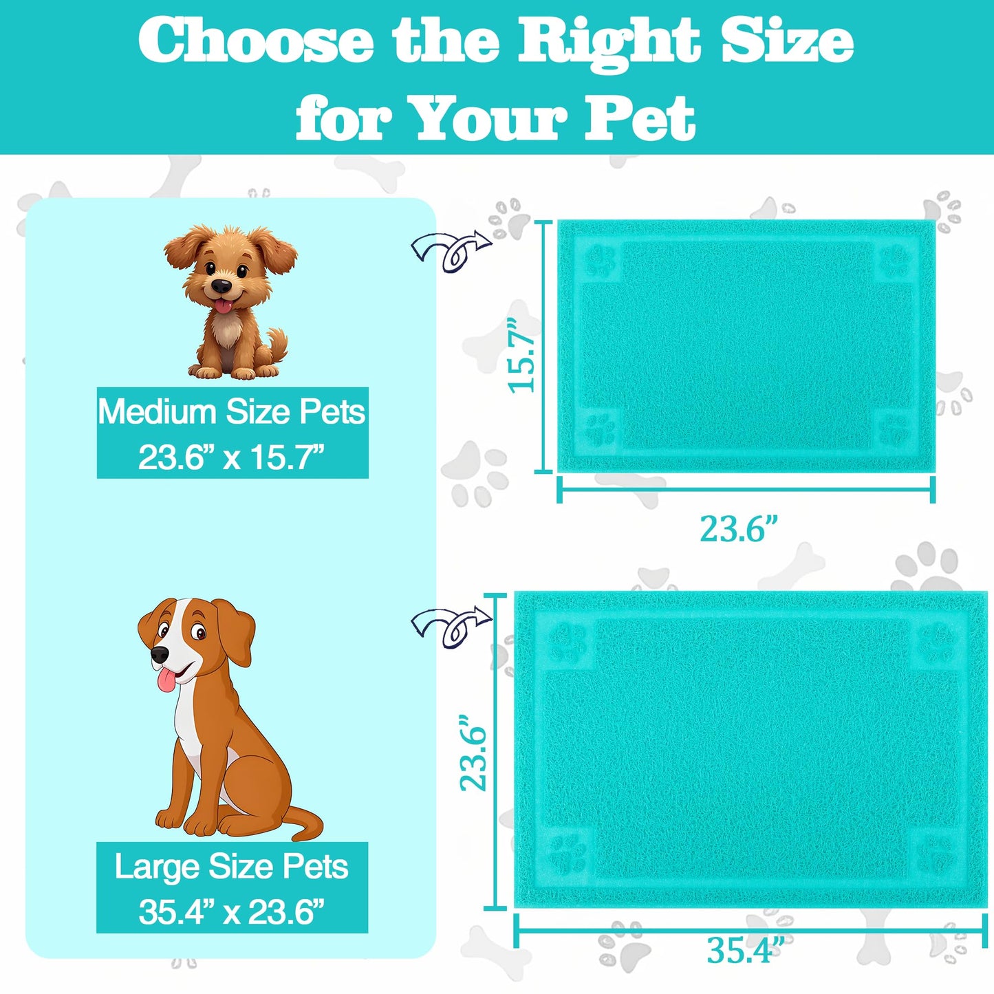 Darkyazi Pet Feeding Mat Large for Dogs and Cats,24"×36" Flexible and Easy to Clean Feeding Mat,Best for Non Slip Waterproof Feeding Mat (Lake Blue)