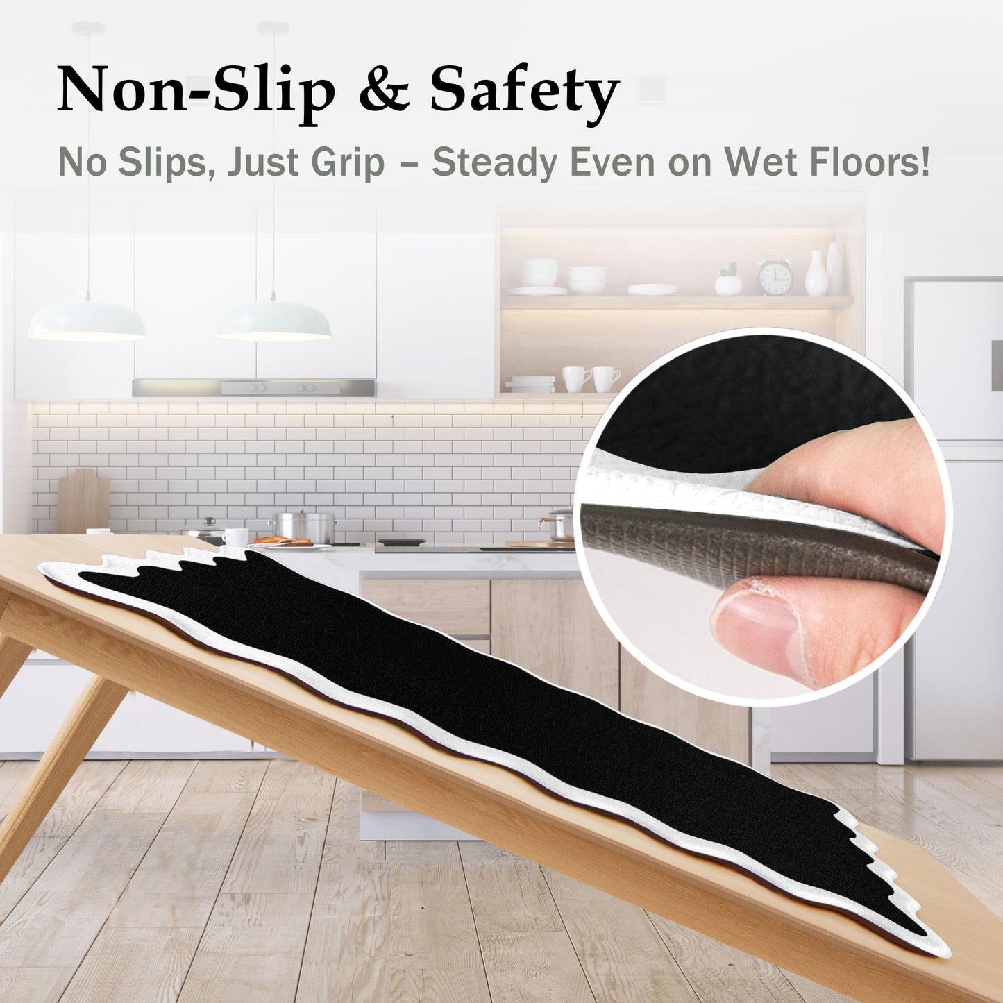 Arenarug Scalloped Black White Kitchen Mats Rugs Sets of 2 Cushioned Anti Fatigue Floor Mat Waterproof Kitchen Rugs Non Slip Foam Comfort Standing Mat for Sink Laundry