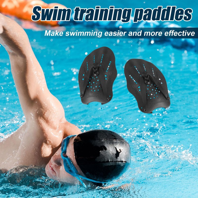 2pcs Swim Paddles Hand, Hand Paddles for Lap Swimming Training Equipment with Adjustable Straps Swim Gear for Women Men Children Improves Speed and Form